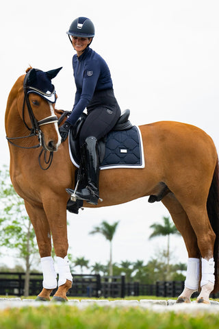 Equestrian Stockholm Dressage Saddle Pad MIDNIGHT WHITE EDGE COB