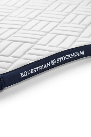 Equestrian Stockholm Dressage Saddle Pad Modern White Navy
