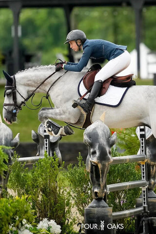 Equestrian Stockholm Jump Saddle Pad Modern White Navy