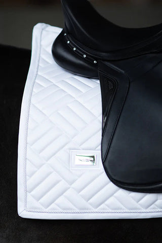 Equestrian Stockholm Dressage Saddle Pad Modern White Perfection Silver