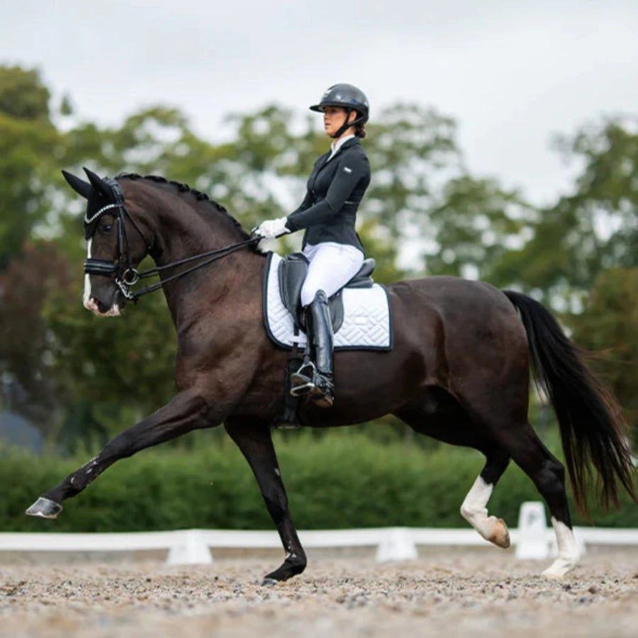Equestrian Stockholm Dressage Saddle Pad Modern White Black Edition
