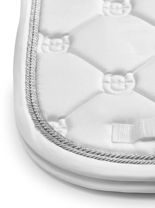 Equestrian Stockholm Dressage Saddle Pad White Perfection Silver Binding