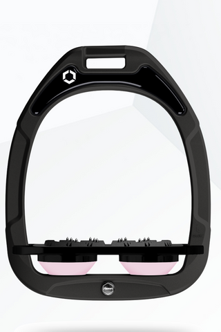 FlexOn Green Composite FLAT Ultra Grip Stirrups Black/ Black/ Light Pink