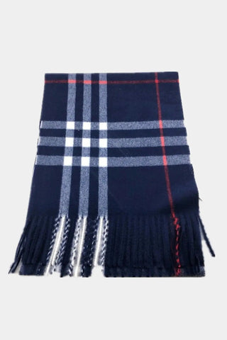 Narrow Plaid Cashmere Blend Scarf