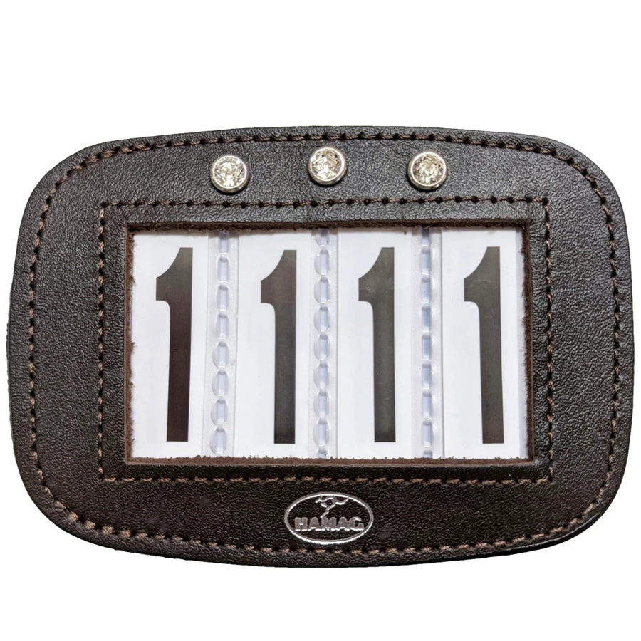 Hamag Leather Saddle 4 Number Holder Brown with Crystals