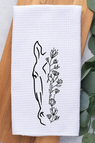 Floral Horse Head Tea Towel