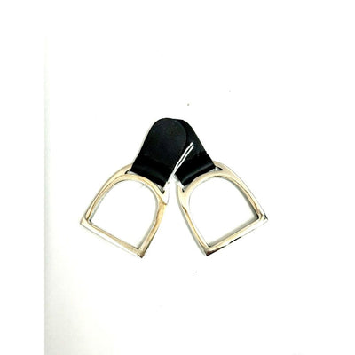 Napkin Rings Silver stirrups with Black leather Trim
