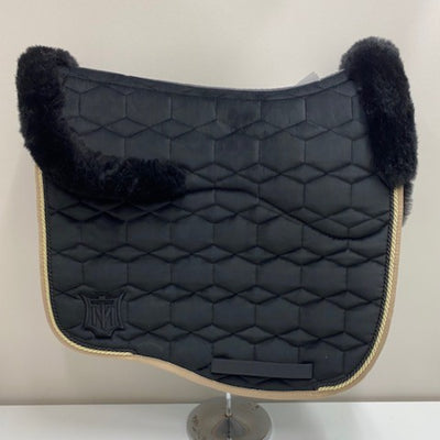Mattes Eurofit Velvet Dressage Saddle Pad with Sheepskin Top and Under Seat Champagne piping LACK
