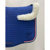 Mattes Dressage Saddle Pad Eurofit Royal Blue with White Sheepskin and Lining, Red and White Piping