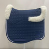 Mattes Dressage Saddle Pad Navy, White Sheepskin and Navy and White Piping