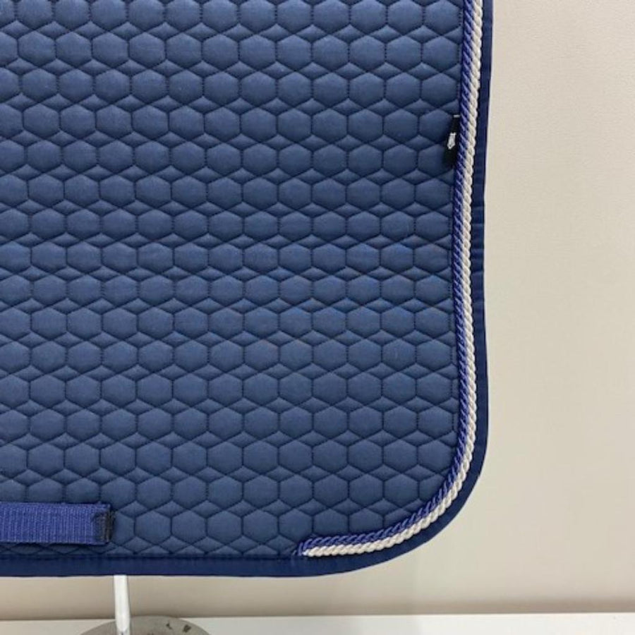 Mattes Square Dressage Saddle Pad Navy with Navy/ Silver Piping