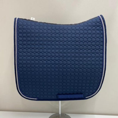 Mattes Square Dressage Saddle Pad Navy with Navy/ Silver Piping