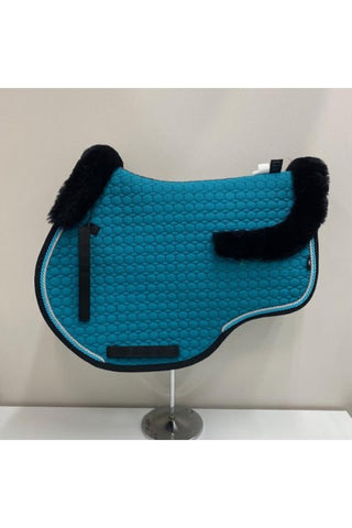 Mattes Eurofit Jump Saddle Pad Teal with Black Sheepskin Trim