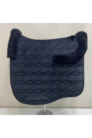 Mattes Eurofit Velvet Dressage Saddle Pad with Sheepskin Trim BLACK