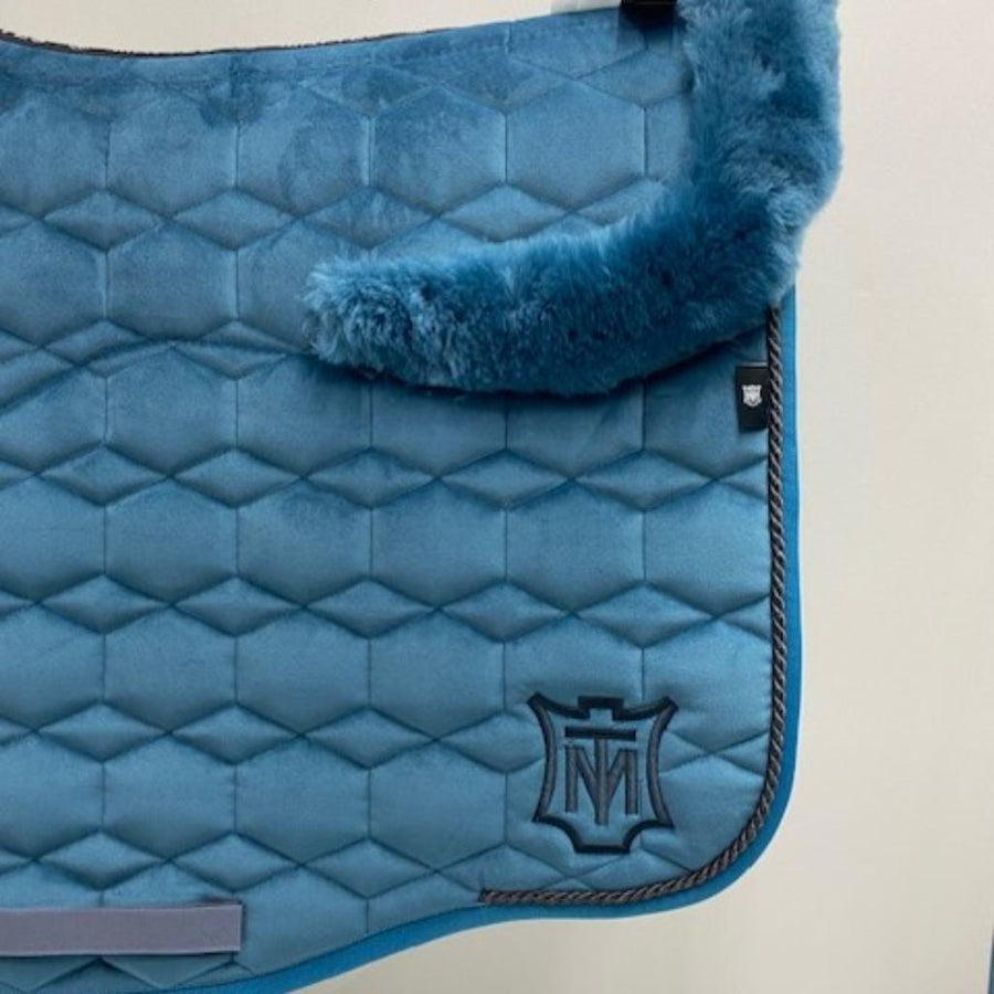 Mattes Eurofit Velvet Dressage Saddle Pad with Sheepskin Lining BLUE MOON