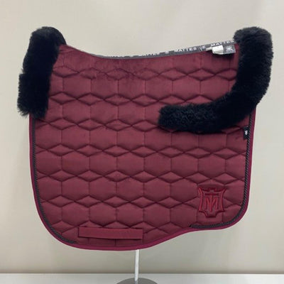 Mattes Eurofit Velvet Dressage Saddle Pad with Sheepskin Trim BURGUNDY