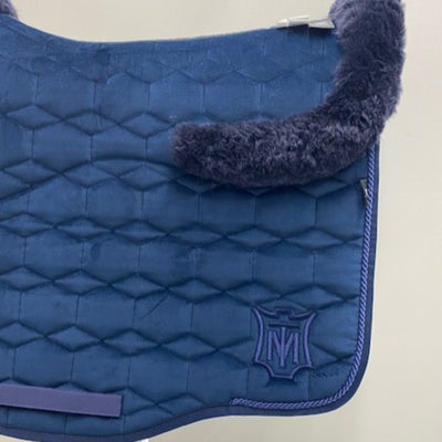 Mattes Eurofit Velvet Dressage Saddle Pad with Sheepskin Lining NAVY