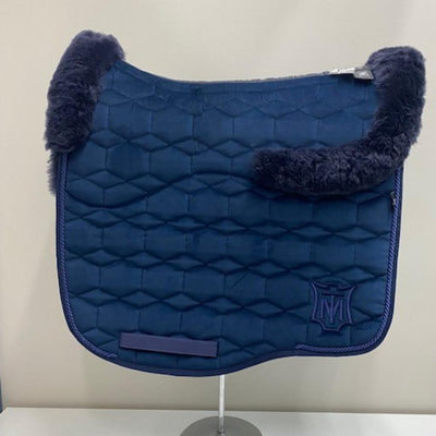 Mattes Eurofit Velvet Dressage Saddle Pad with Sheepskin Lining NAVY