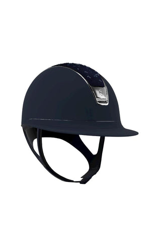 Samshield Miss Shield 2.0 Shadow Matt Helmet Navy with Crystal Leaf Top and Chrome Trim/ Blazon