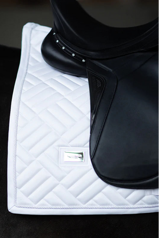 Equestrian Stockholm Dressage Saddle Pad Modern White Perfection Silver