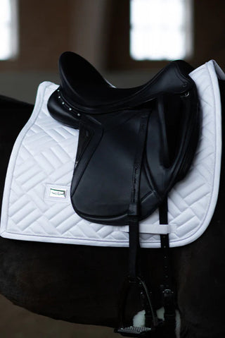 Equestrian Stockholm Dressage Saddle Pad Modern White Perfection Silver