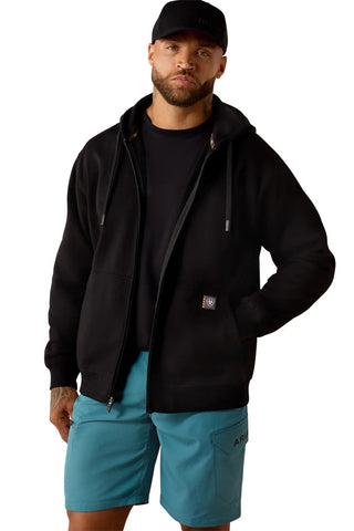Ariat Mens Rebar Lightweight Label Zip Hoodie