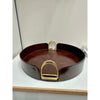 Round Leather Tray with Brass Stirrup Detail
