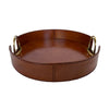 Round Leather Tray with Brass Stirrup Detail
