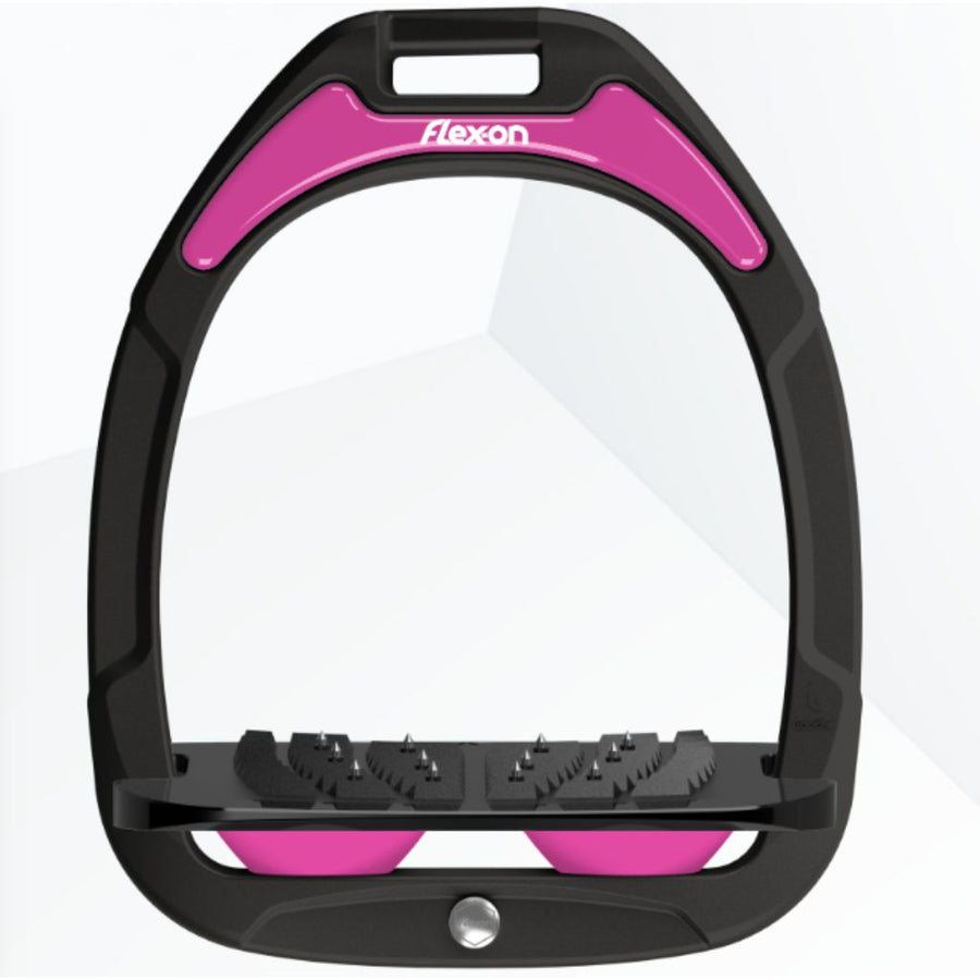 Flex-On Green Composite Inclined Ultra Grip Stirrups BLACK/BLACK/PINK