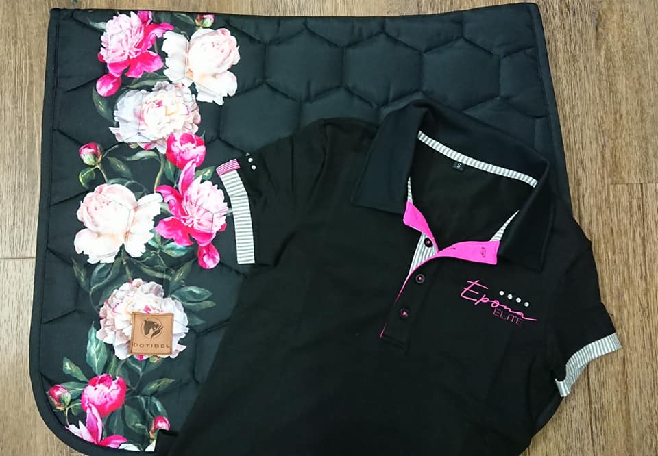 Epona Elite Grace Ladies Polo Shirt BLACK Horse in the Box