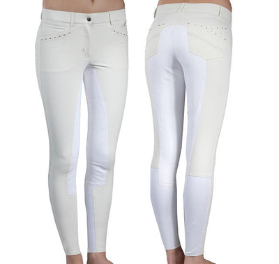 B Vertigo Olivia Silicone Full Seat Breeches WHITE