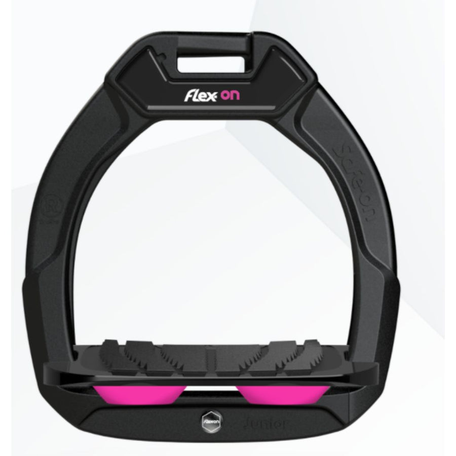 Flex-On SAFE ON JUNIOR Safety Stirrups BLACK-BLACK-PINK