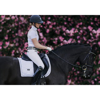 Equestrian Stockholm Dressage Saddle Pad White Perfection Silver Binding