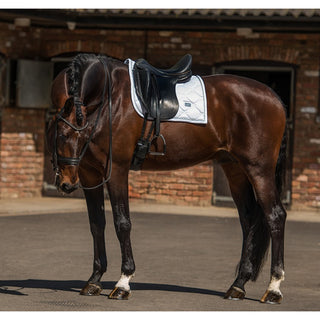 Equestrian Stockholm Dressage Saddle Pad White Perfection Silver Binding