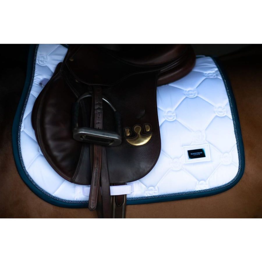 Equestrian Stockholm Jump-All Purpose Saddle Pad White-Blue Meadow