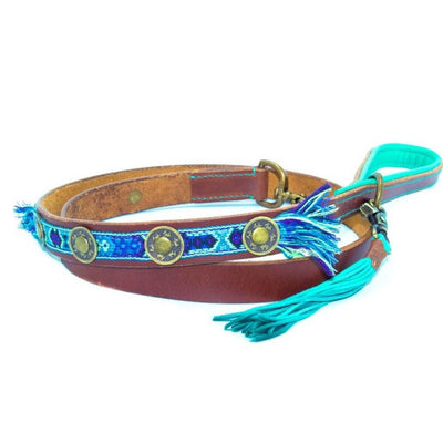 Dog with a Mission Boho Juan Fringed Dog Collar BLUE