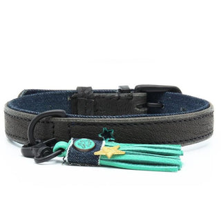 Dog with a Mission Boy leather Collar with Denim Lining