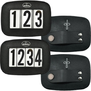 Hamag Leather Bridle Number Holder Pair of 2 BLACK 4 NUMBER