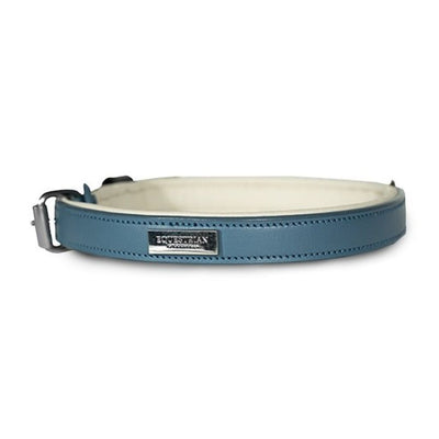 Equestrian Stockholm Leather Dog Collar Stone Blue