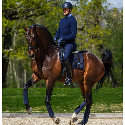 Equestrian Stockholm Leather Deluxe Dressage Saddle Pad Navy