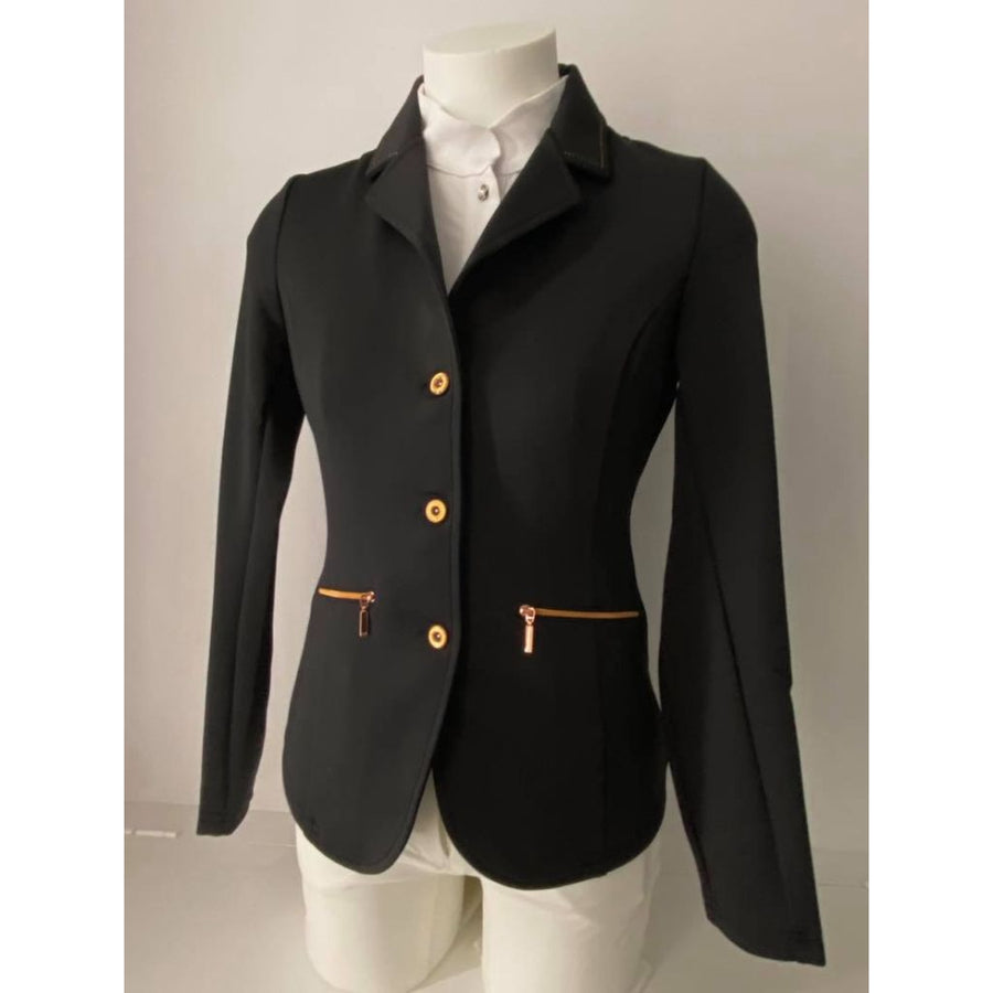 Equi Theme Athens Ladies Competition Jacket Black with Rose Gold