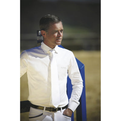 Equi-Theme Mens White Cotton Long Sleeved Competition Shirt