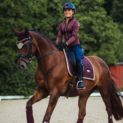 Equestrian Stockholm Dressage Saddle Pad MERLOT CRYSTAL GOLD