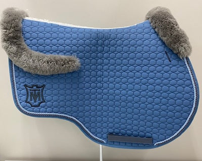 Mattes Eurofit JUMP Saddle Pad Cornet Blue with Grey SheepSkin Front and Rear