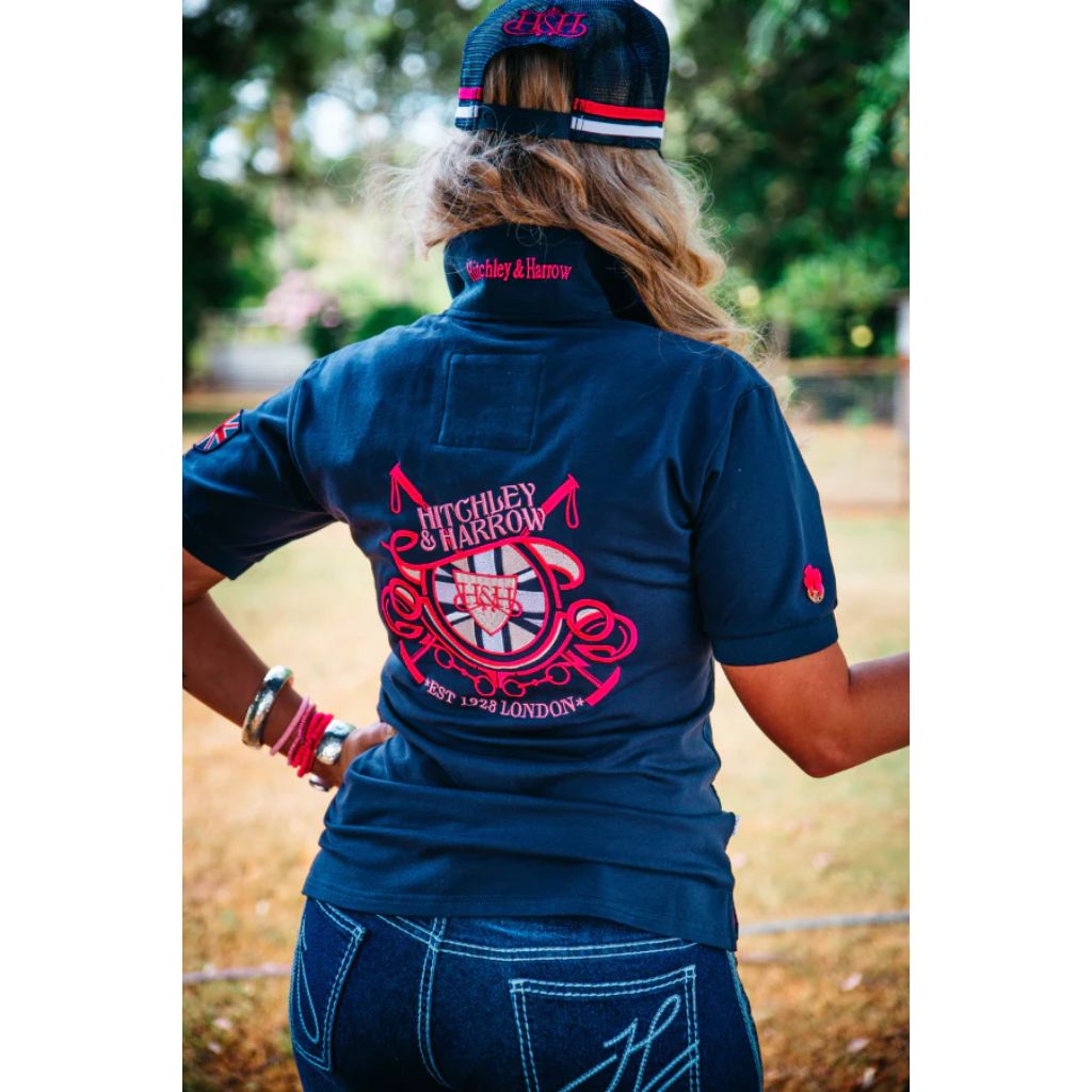 Navy blue and pink polo shirt hotsell