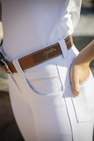 Penelope Pearlog Leather Belt with Beaded Detail