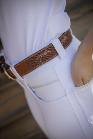 Penelope Pearlog Leather Belt with Beaded Detail