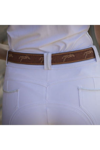 Penelope Pearlog Leather Belt with Beaded Detail