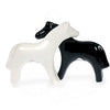 Salt and Pepper Shakers Black and White Horse