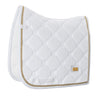 Equestrian Stockholm Dressage Saddle Pad White Perfection Gold Binding